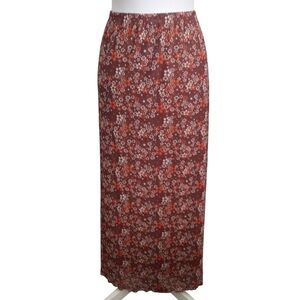 Floral Print Maxi Skirt - Red and Brown Sz.XXL EUC.